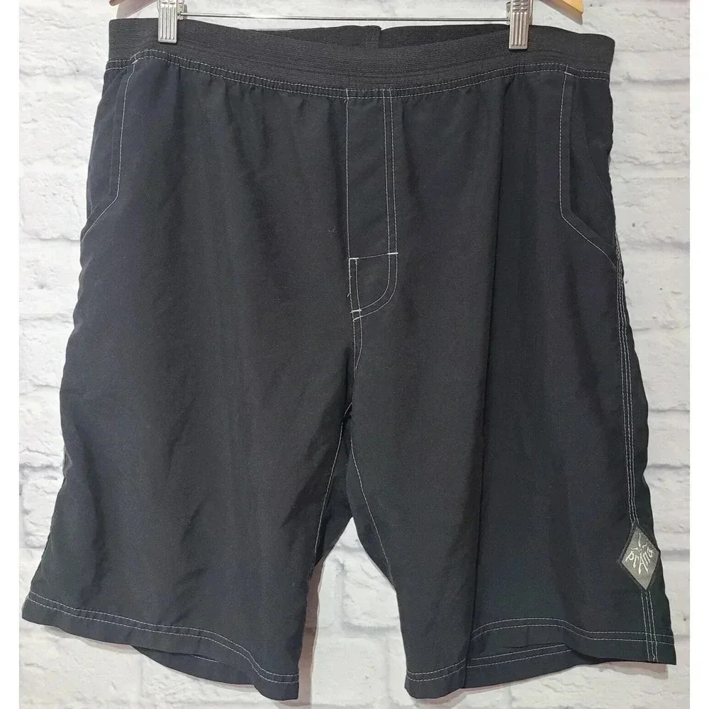 Prana Casual Mojo Shorts Men's Size XL Black Pull On Pockets Elastic Waist FLAW